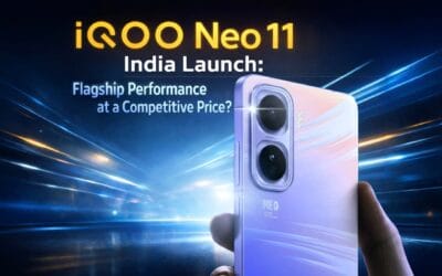 iQOO Neo 11 smartphone front and back design with India launch announcement and high-performance display