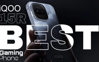 Back view of iQOO 15R smartphone showcasing its dual camera module and 144Hz AMOLED display design.