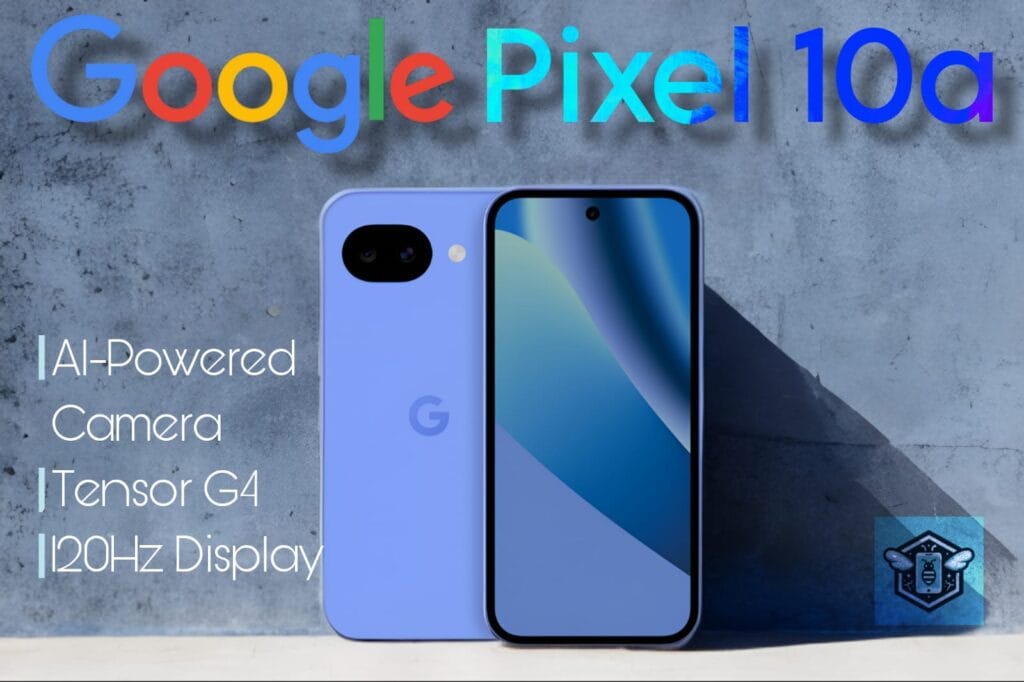 Google Pixel 10a smartphone showing design and dual camera system.