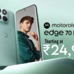 Motorola Edge 70 Fusion smartphone showing curved AMOLED display and premium rear design.