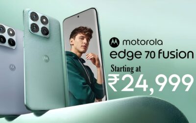 Motorola Edge 70 Fusion smartphone showing curved AMOLED display and premium rear design.