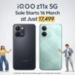 iQOO Z11x 5G smartphone hero image highlighting Amazon sale starting March 16 with ₹17,499 launch price and key specifications.