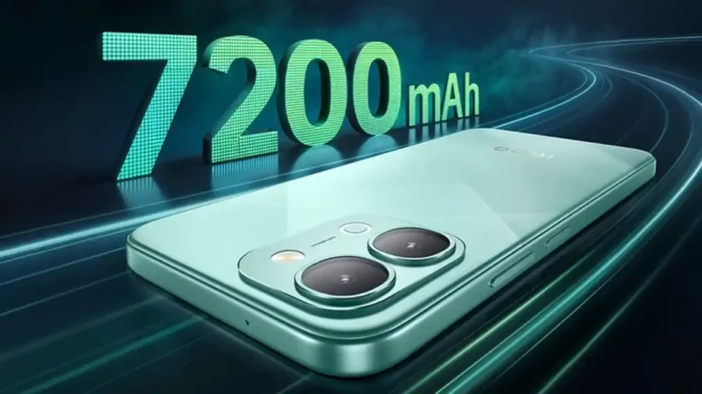 Battery capacity graphic highlighting the 7,200mAh battery of the iQOO Z11x 5G.